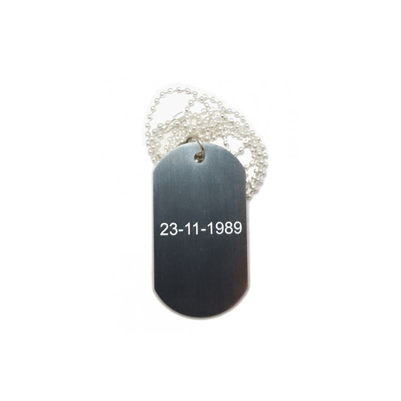 Fashion, accesorii si bijuterii - Femei - Bijuterii femei - Coliere femei - Lantisor personalizat metalic cu placuta. pandantiv stil soldat. gravat textul tau - Infinity.ro