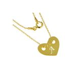 Fashion, accesorii si bijuterii - Femei - Bijuterii femei - Coliere femei - Lantisor personalizat argint 925 suflat aur cu inima gravata intiala ta - Infinity.ro