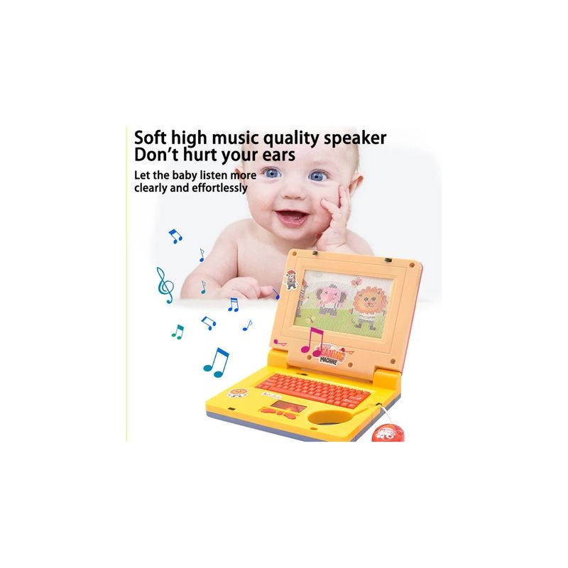 Jucarii, Copii si Bebe - Jucarii si jocuri - Jucarii & jocuri educative - Laptopuri, tablete si gadget-uri copii - Laptop de Jucarie cu Sunete si Lumini, Plastic, 20 cm, Galben - Infinity.ro
