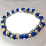 Fashion, accesorii si bijuterii - Copii - Articole botez - Trusouri si accesorii botez - Tul pentru decor cristelnita, trandafiri sapun albastrii si albi, 150 cm - Infinity.ro