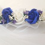 Fashion, accesorii si bijuterii - Copii - Articole botez - Trusouri si accesorii botez - Tul pentru decor cristelnita, trandafiri sapun albastrii si albi, 230 cm - Infinity.ro