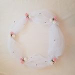 Fashion, accesorii si bijuterii - Copii - Articole botez - Trusouri si accesorii botez - Tul pentru decor cristelnita, 15 trandafiri sapun roz si albi, 231 cm - Infinity.ro