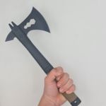 Casa si Gradina - Gradinarit si plante - Unelte gradinarit - Topoare - Topor autoaparare 33cm 2 taisuri maner cauciuc model cu lant maro - Infinity.ro