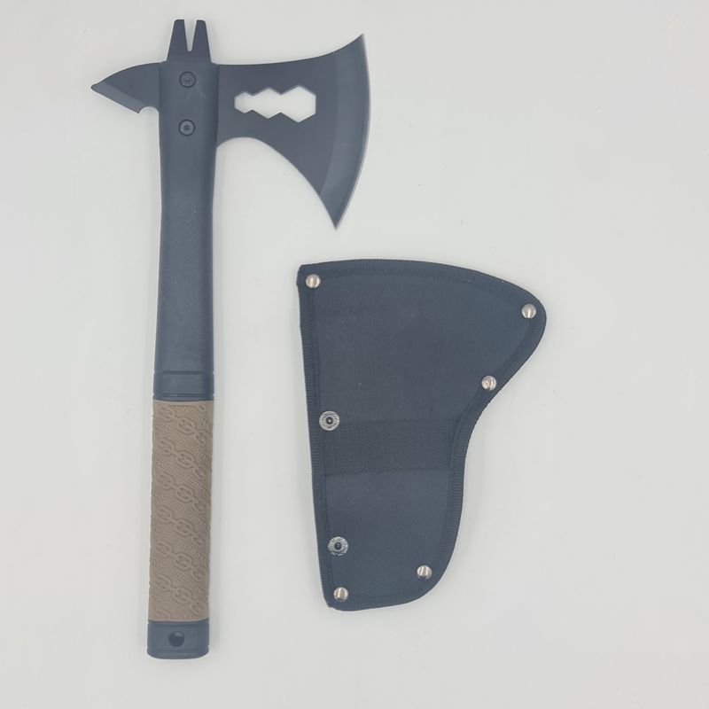 Casa si Gradina - Gradinarit si plante - Unelte gradinarit - Topoare - Topor autoaparare 33cm 2 taisuri maner cauciuc model cu lant maro - Infinity.ro