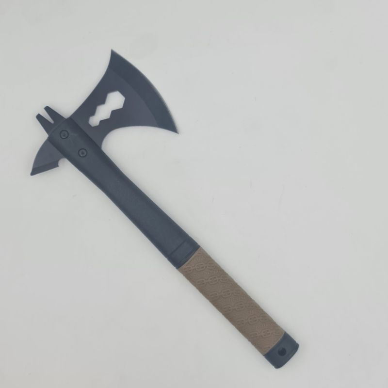 Casa si Gradina - Gradinarit si plante - Unelte gradinarit - Topoare - Topor autoaparare 33cm 2 taisuri maner cauciuc model cu lant maro - Infinity.ro