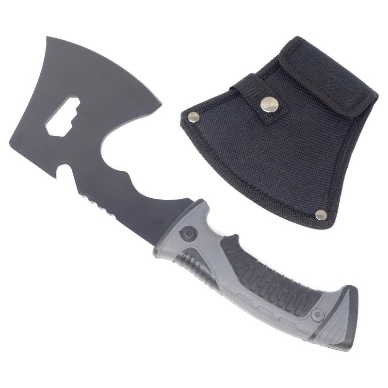 Casa si Gradina - Gradinarit si plante - Unelte gradinarit - Topoare - Topor Multifunctional Din Otel, Desfacator, Maner Gri Si Negru, Husa Negru, 30 cm - Infinity.ro