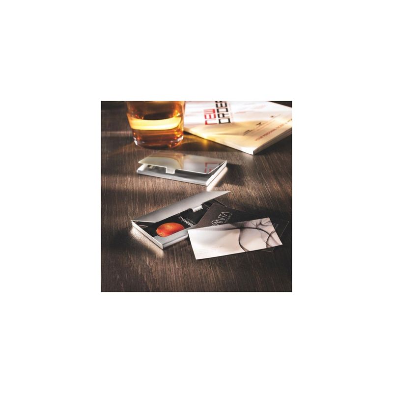 Carti si Birotica - Birotica - Accesorii de birou - Alte accesorii birou - Suport carti de vizita mic si usor aluminiu, Dalimag, 95 x 65 x 7 mm - Infinity.ro