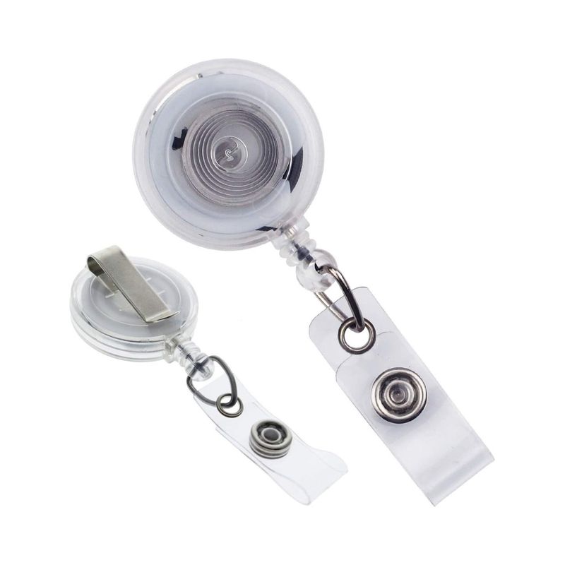 Carti si Birotica - Birotica - Accesorii de birou - Alte accesorii birou - Suport pentru ecuson cu clip metalic extensibil, pana la 900 mm, clip transparent, alb - Infinity.ro