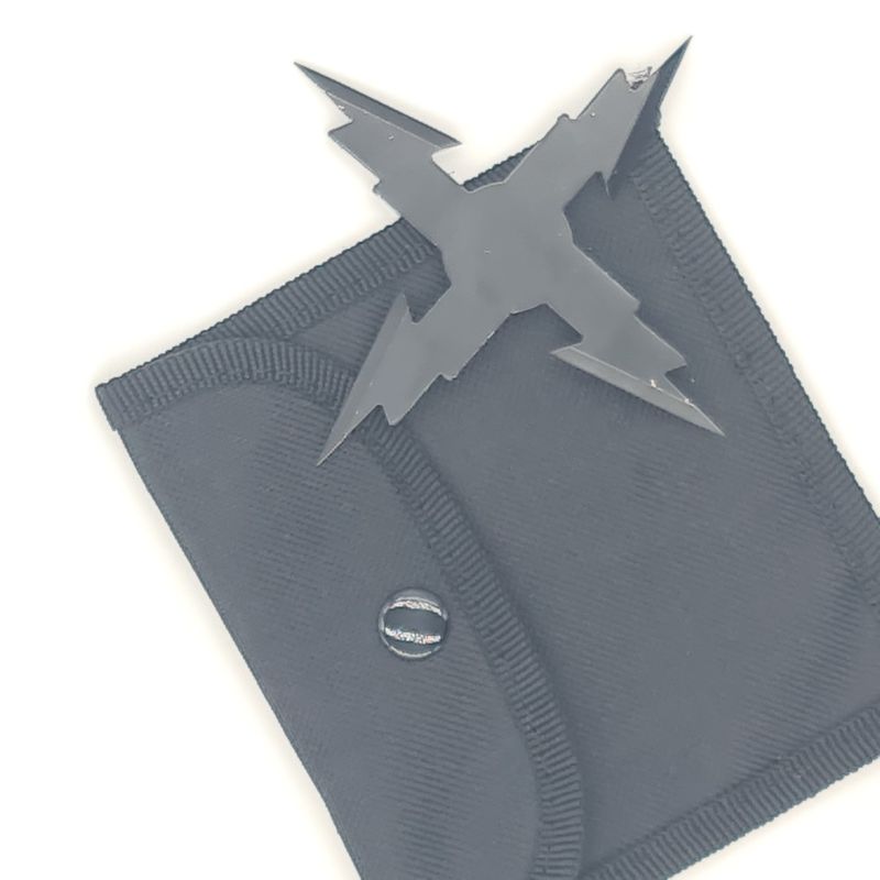 Sport si Outdoor - Camping - Cutite, bricege si accesorii - Cutite si bricege - Steluta Ninja pentru aruncat la tinta, negru, 4 colturi, model fulger, 10 cm - Infinity.ro