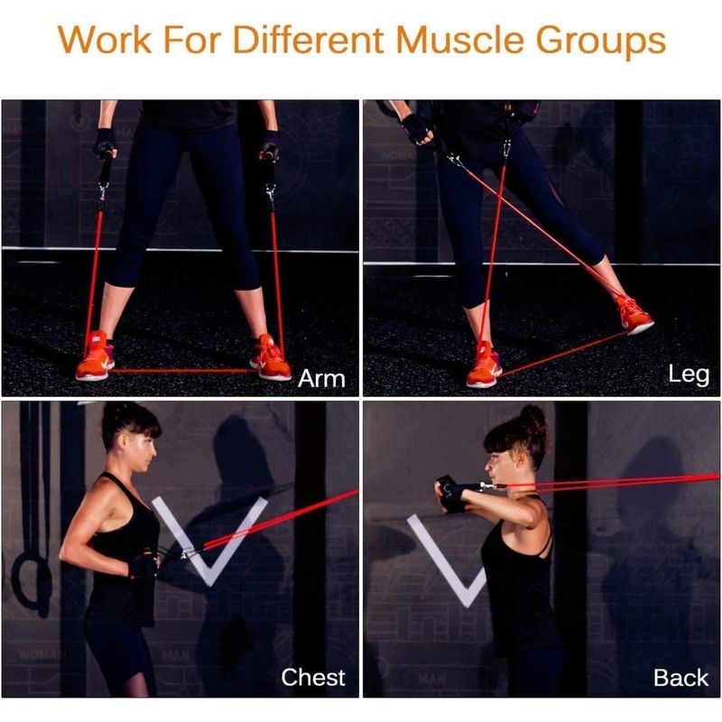 Sport si Outdoor - Fitness - Accesorii fitness - Benzi elastice fitness - Set de Extensoare Fitness, Cauciuc Colorat, Antrenament Complet - Infinity.ro