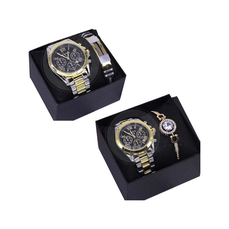 Fashion, accesorii si bijuterii - Femei - Bijuterii femei - Ceasuri femei - Set de Ceas si bratara, Pentru Femei si Barbati, Argintiu, Auriu - Infinity.ro