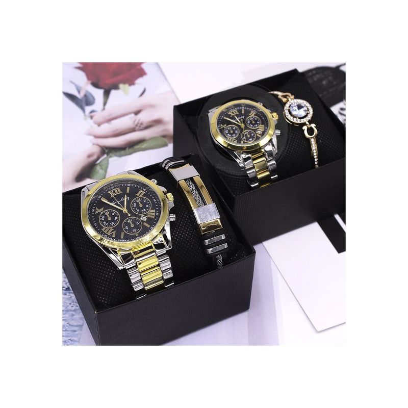 Fashion, accesorii si bijuterii - Femei - Bijuterii femei - Ceasuri femei - Set de Ceas si bratara, Pentru Femei si Barbati, Argintiu, Auriu - Infinity.ro