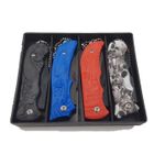 Sport si Outdoor - Camping - Cutite, bricege si accesorii - Cutite si bricege - Set 4 x cutit briceag varf ascutit, 16 cm, 60 g, albastru, rosu, gri, negru - Infinity.ro