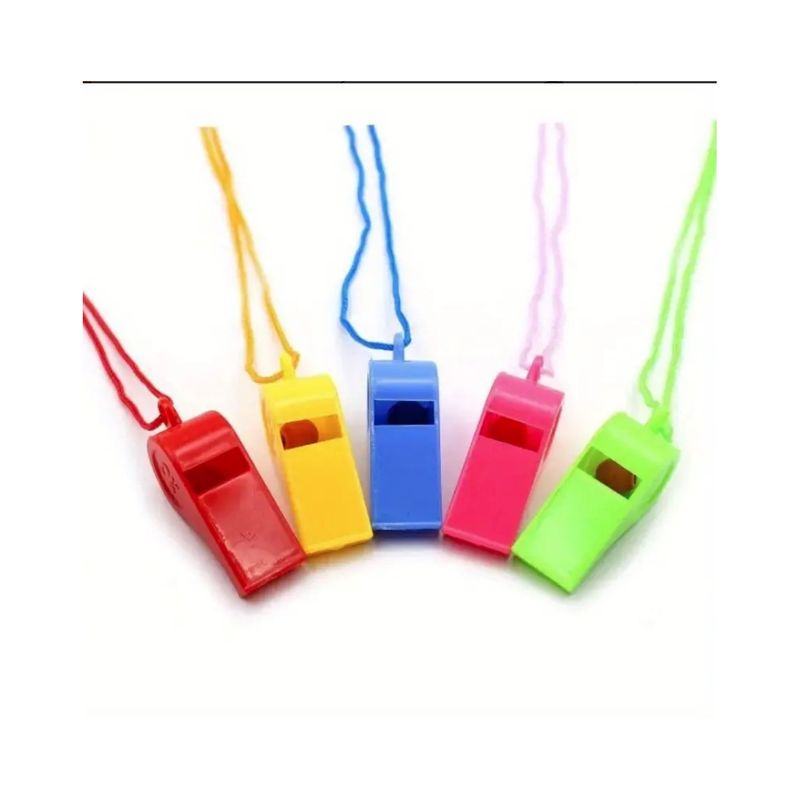 Sport si Outdoor - Accesorii si echipamente sportive - Accesorii antrenament si tabele tactice - Set 5 fluiere cu snur arbitru, Plastic, Multicolor - Infinity.ro