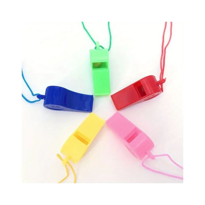 Sport si Outdoor - Accesorii si echipamente sportive - Accesorii antrenament si tabele tactice - Set 5 fluiere cu snur arbitru, Plastic, Multicolor - Infinity.ro