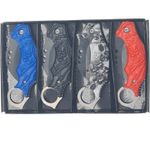 Sport si Outdoor - Camping - Cutite, bricege si accesorii - Cutite si bricege - Set 4 Cutite talon, model craniu, 13 cm - Infinity.ro
