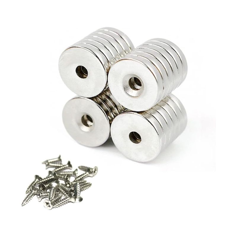 Casa si Gradina - Constructii - Feronerie si accesorii - Suruburi, dibluri si accesorii uz general - Set 3 magneti foarte puternic pentru surub, gri, disc, simplu, 15 mm X 4 mm - Infinity.ro