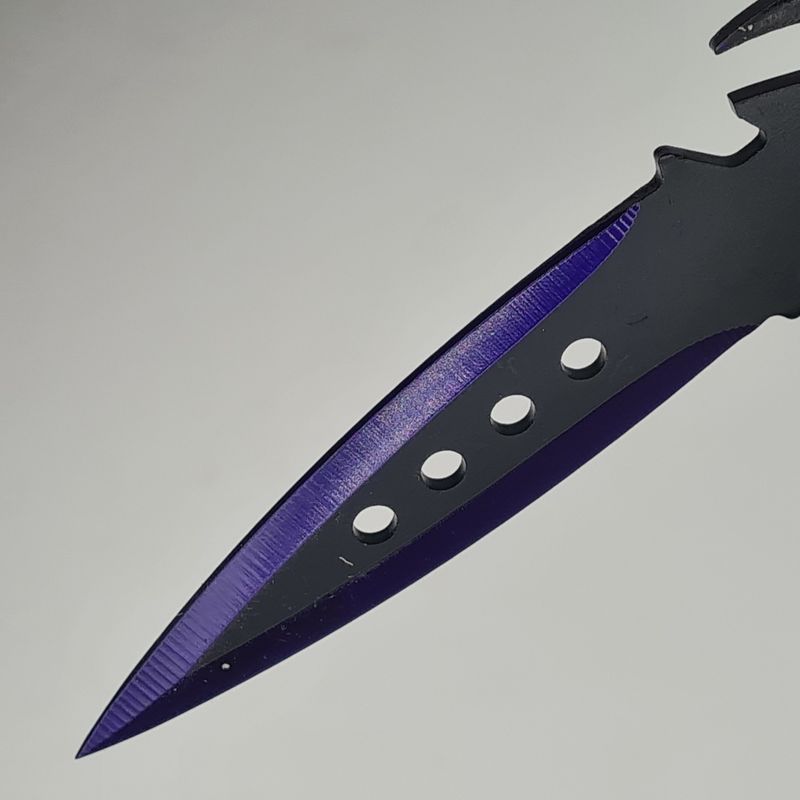 Sport si Outdoor - Camping - Cutite, bricege si accesorii - Cutite si bricege - Set 3 cutite ninja de aruncat in copaci,18 cm, mov si negru, model abyss - Infinity.ro