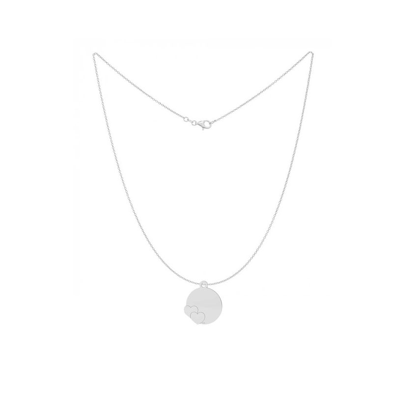 Fashion, accesorii si bijuterii - Femei - Bijuterii femei - Coliere femei - Lantisor model charm rotund cu 2 inimi - argint 925 - Infinity.ro