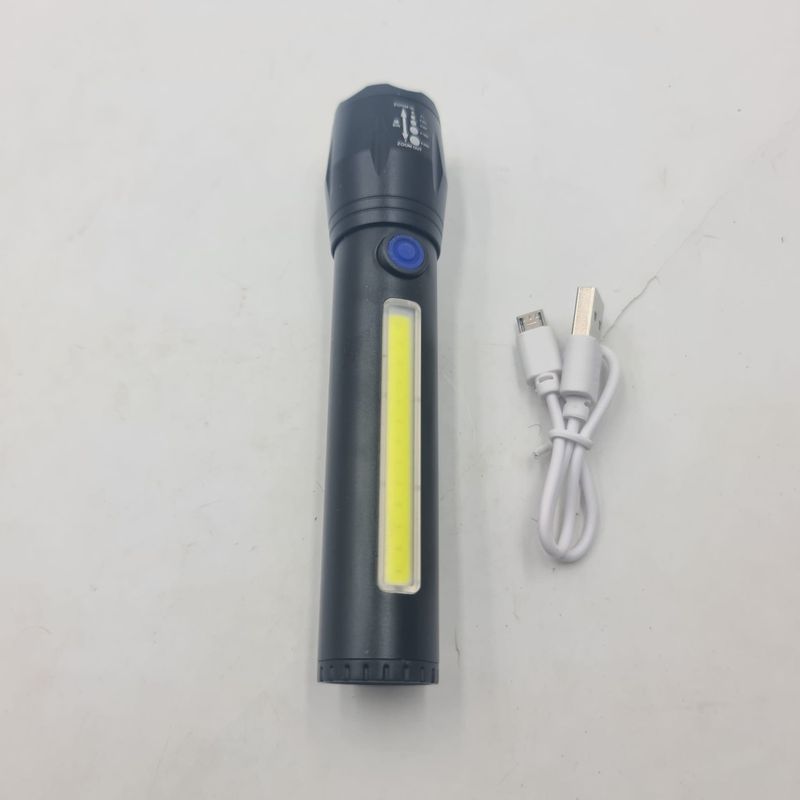 Sport si Outdoor - Camping - Articole solare camping - Lampi si lanterne camping - Lanterna de Mana, COB Led, Reglare Zoom, Cablu Usb, 14 cm, Negru - Infinity.ro