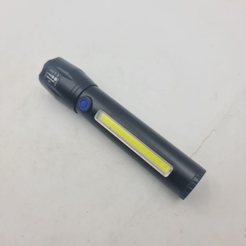 Sport si Outdoor - Camping - Articole solare camping - Lampi si lanterne camping - Lanterna de Mana, COB Led, Reglare Zoom, Cablu Usb, 14 cm, Negru - Infinity.ro