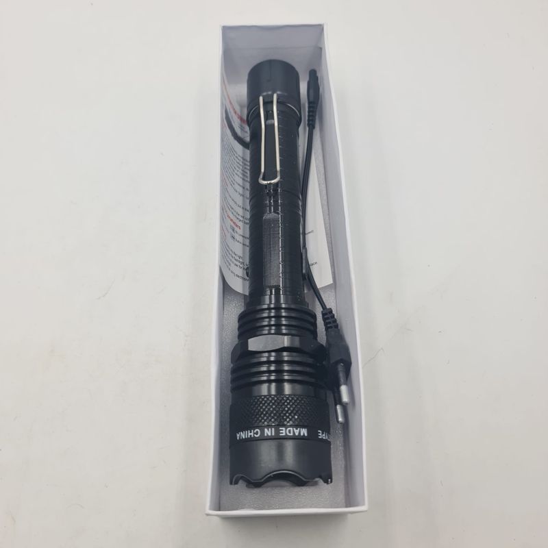 Sport si Outdoor - Camping - Articole solare camping - Lampi si lanterne camping - Lanterna Reincarcabila cu Electrosoc 1108, Aluminiu, Prindere Curea, Led, Negru, 24 cm - Infinity.ro