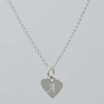 Fashion, accesorii si bijuterii - Femei - Bijuterii femei - Coliere femei - Lant argint 925, 50 cm,  si charm inima argint cu agatare inima, gravat litera A - Infinity.ro