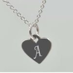 Fashion, accesorii si bijuterii - Femei - Bijuterii femei - Coliere femei - Lant argint 925, 50 cm,  si charm inima argint cu agatare inima, gravat litera A - Infinity.ro