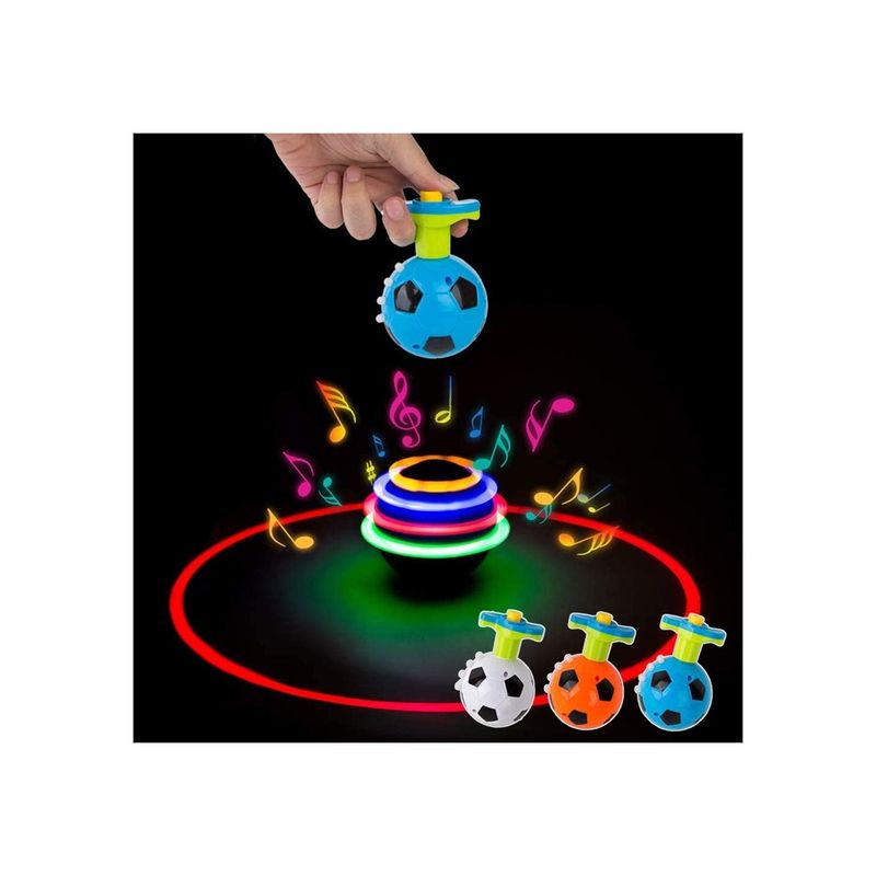 Jucarii, Copii si Bebe - Jucarii si jocuri - Jucarii & jocuri educative - Jucarii interactive - Jucarie Titirez Automat, Model Minge Fotbal, Muzica, Joc de Lumini, albastru - Infinity.ro