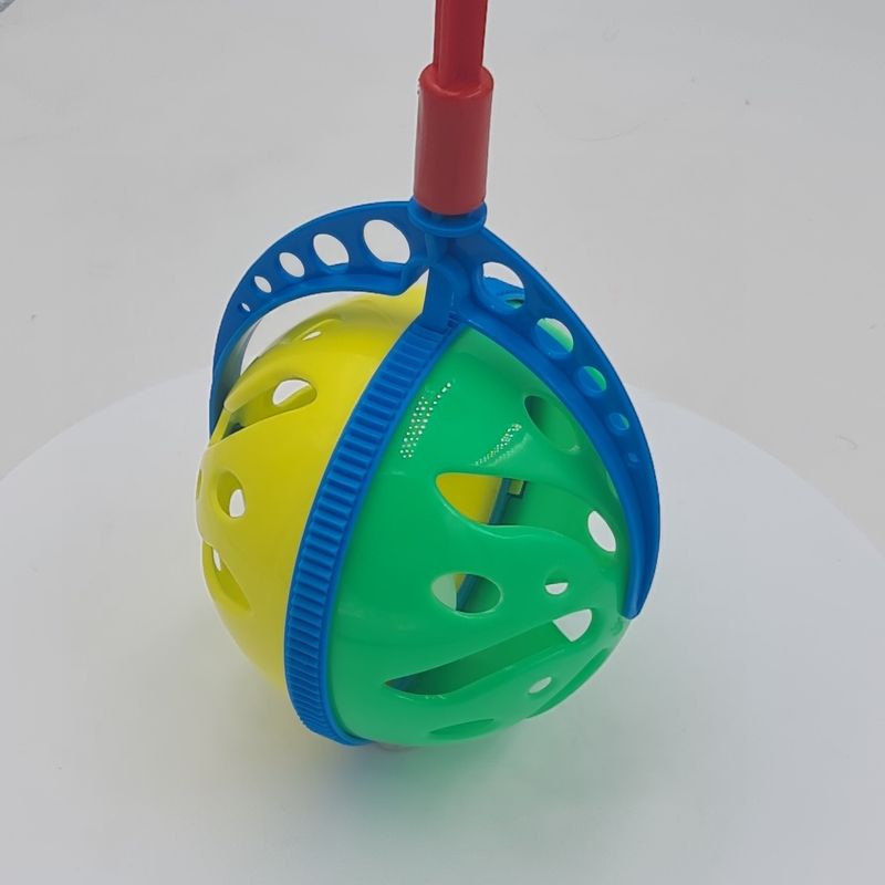 Jucarii, Copii si Bebe - Jucarii si jocuri - Jucarii bebelusi - Jucarii zornaitoare - Jucarie interactiva, minge cu maner, zornaitoare, 7 x 7 x  40 cm, galben/verde - Infinity.ro