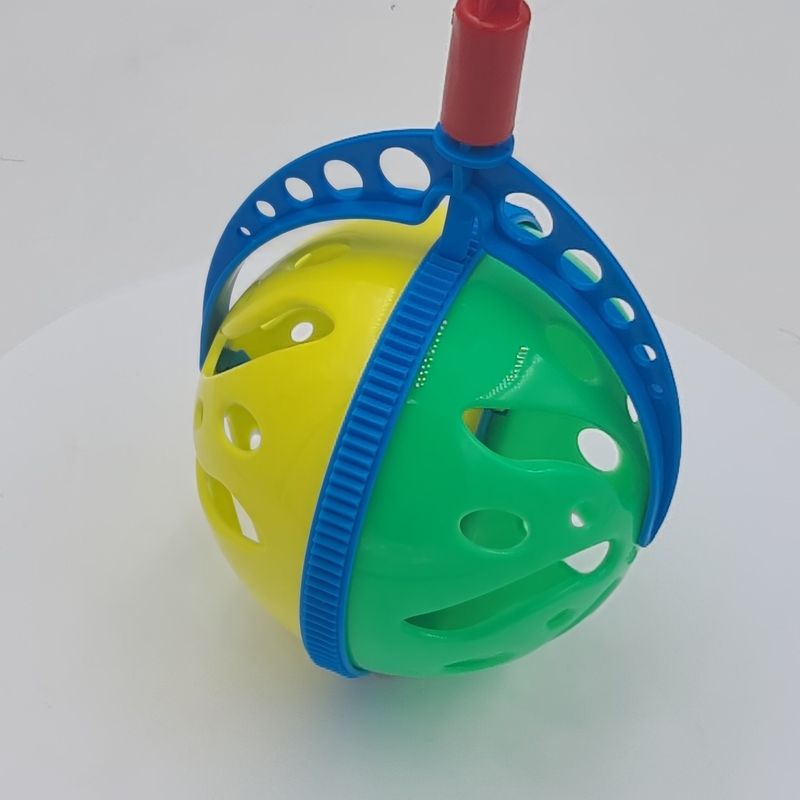 Jucarii, Copii si Bebe - Jucarii si jocuri - Jucarii bebelusi - Jucarii zornaitoare - Jucarie interactiva, minge cu maner, zornaitoare, 7 x 7 x  40 cm, galben/verde - Infinity.ro