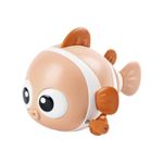 Jucarii, Copii si Bebe - Jucarii si jocuri - Vehicule si jucarii cu telecomanda - Masinute - Jucarie model pestisor,  pentru copii, rotita mers inainte, Alb/Portocale, 9 cm - Infinity.ro