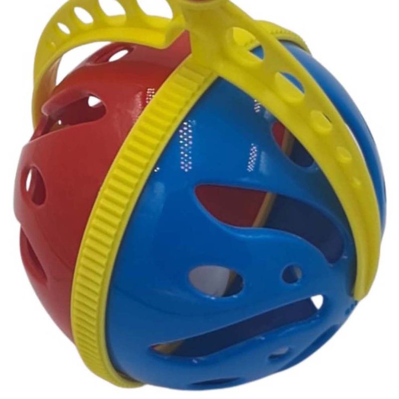Jucarii, Copii si Bebe - Jucarii si jocuri - Jucarii bebelusi - Jucarii zornaitoare - Jucarie interactiva, minge cu maner, zornaitoare, 7 x 7 x  40 cm, albastru/rosu - Infinity.ro