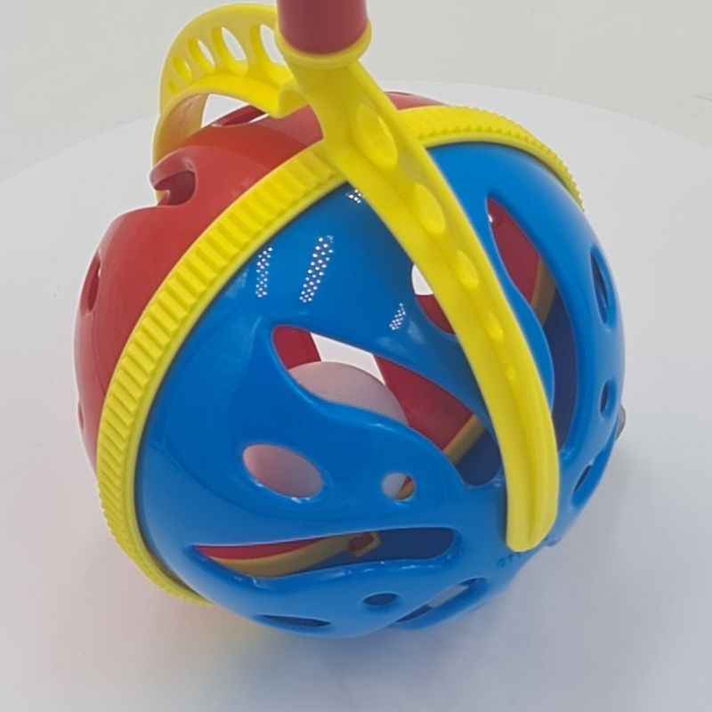 Jucarii, Copii si Bebe - Jucarii si jocuri - Jucarii bebelusi - Jucarii zornaitoare - Jucarie interactiva, minge cu maner, zornaitoare, 7 x 7 x  40 cm, albastru/rosu - Infinity.ro