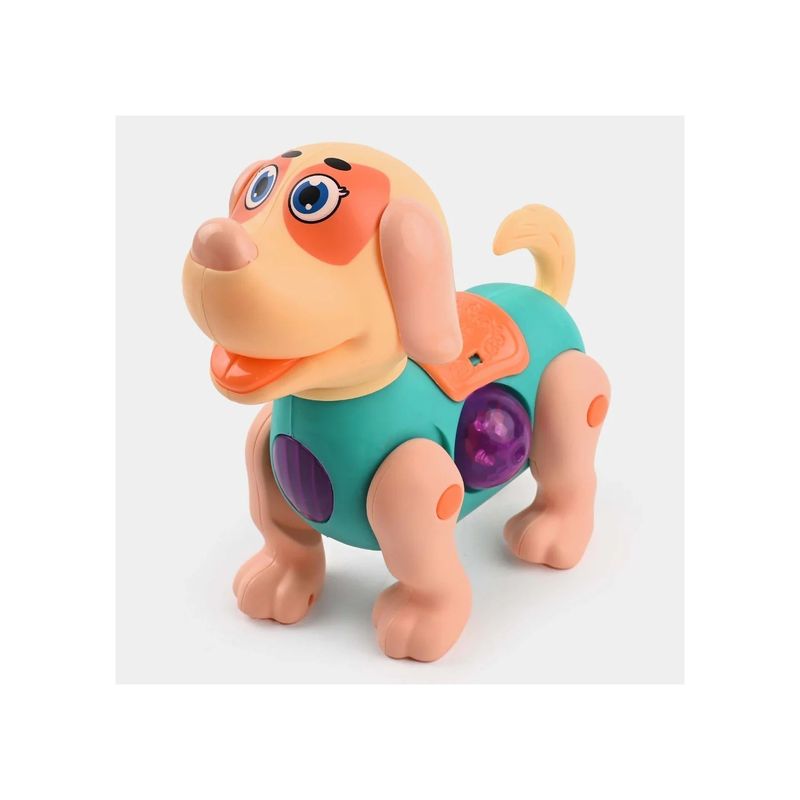 Jucarii, Copii si Bebe - Jucarii si jocuri - Jucarii & jocuri educative - Jucarii interactive - Jucarie interactiva plimbare catel cu lumini, 17 x 18 cm, verde, pentru copii - Infinity.ro