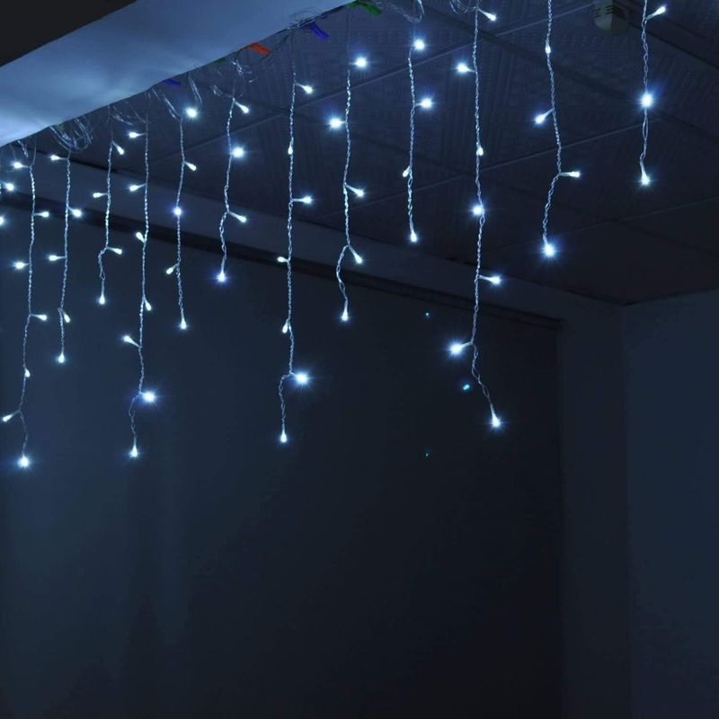 Casa si Gradina - Decoratiuni - Decoratiuni de sezon - Instalatie de Craciun, Model Perdea, 240 Led, 8 jocuri de lumini, Alb - Infinity.ro