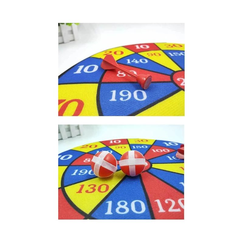 Jucarii, Copii si Bebe - Jucarii si jocuri - Jocuri si puzzle - Jocuri de societate - Joc de darts cu 2 mingi si 2 sageti, velcro, pentru copii, 28 cm, multicolor - Infinity.ro