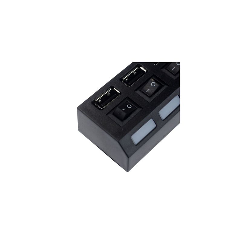 PC, gaming si accesorii - Retelistica - Hub-uri - Hub USB, 4 slot-uri, 4 butoane, 4 LED-uri, 11 x 3 x 4 cm, negru - Infinity.ro
