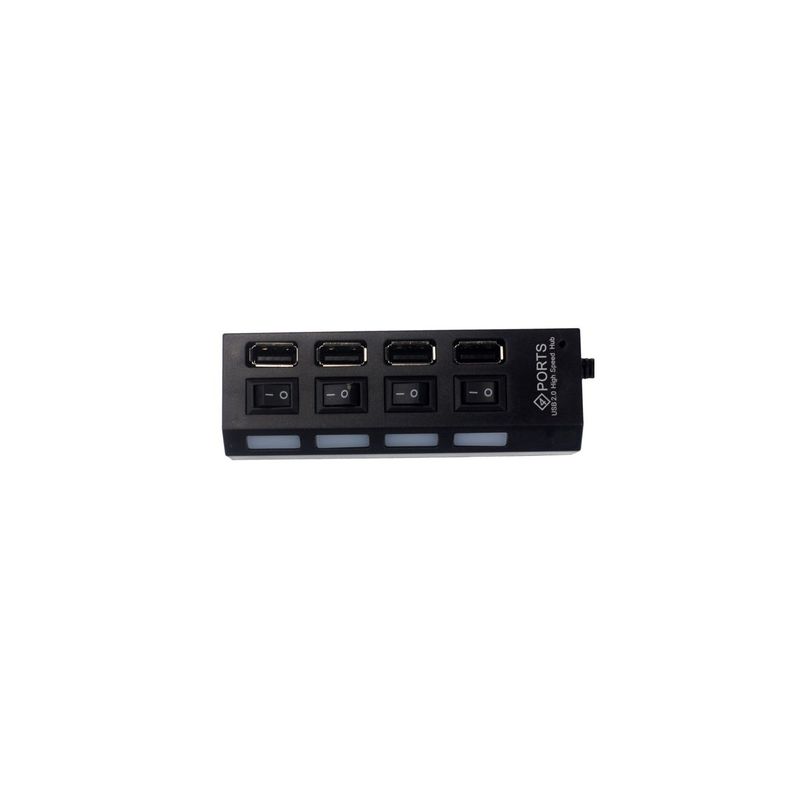PC, gaming si accesorii - Retelistica - Hub-uri - Hub USB, 4 slot-uri, 4 butoane, 4 LED-uri, 11 x 3 x 4 cm, negru - Infinity.ro