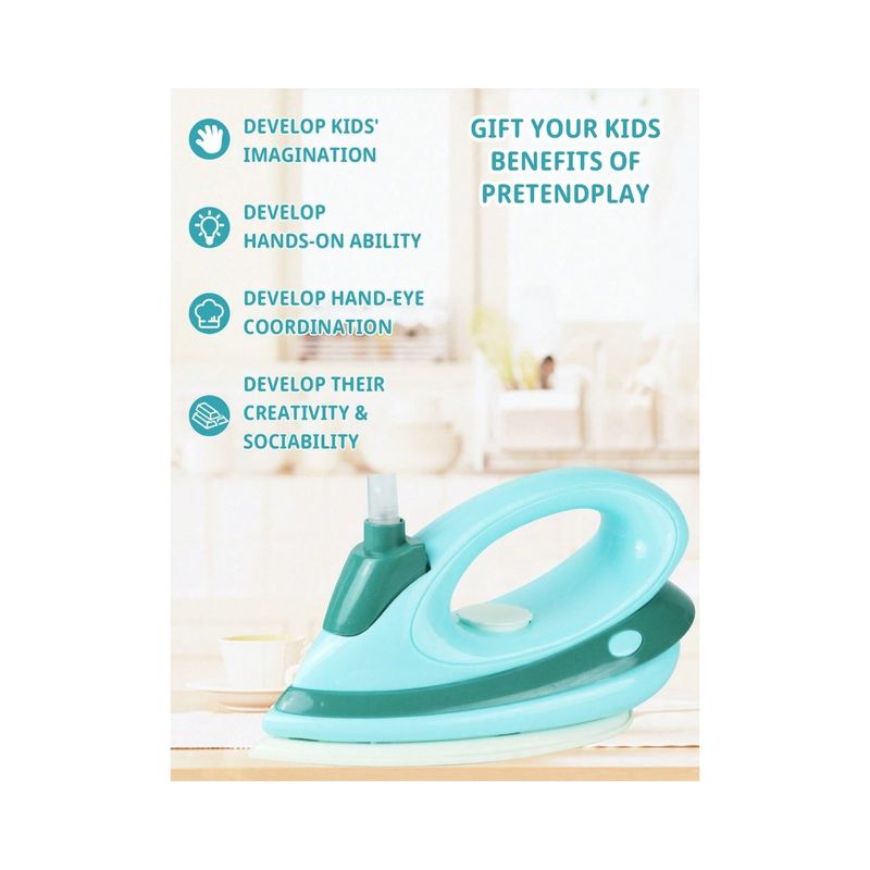 Jucarii, Copii si Bebe - Jucarii si jocuri - Jucarii de rol - Seturi de curatenie copii si accesorii - Fier de calcat de jucarie pentru copii, Plastic, Turcoaz - Infinity.ro