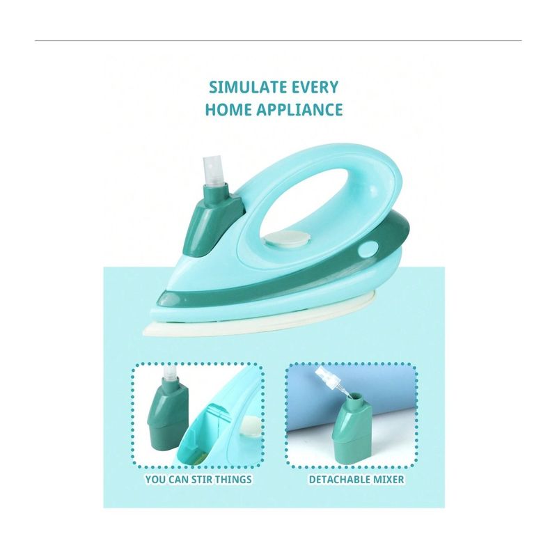 Jucarii, Copii si Bebe - Jucarii si jocuri - Jucarii de rol - Seturi de curatenie copii si accesorii - Fier de calcat de jucarie pentru copii, Plastic, Turcoaz - Infinity.ro