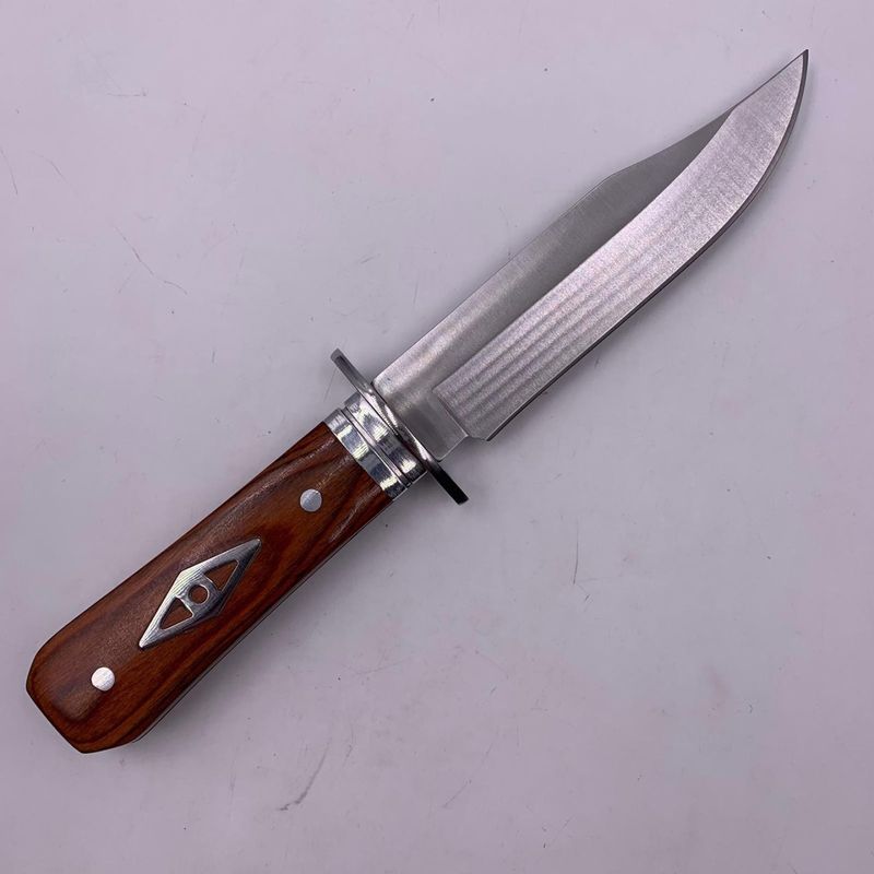 Sport si Outdoor - Camping - Cutite, bricege si accesorii - Cutite si bricege - Cutit Vanatoare, Lama Fixa, Maner Lemn, Model Romb, Husa Protectie, 20 cm - Infinity.ro