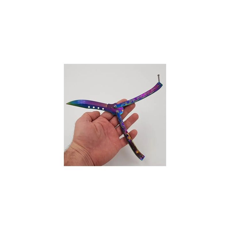 Sport si Outdoor - Camping - Cutite, bricege si accesorii - Cutite si bricege - Cutit, Briceag fluture, Butterfly, Balisong  25 cm, fade curbat - Infinity.ro