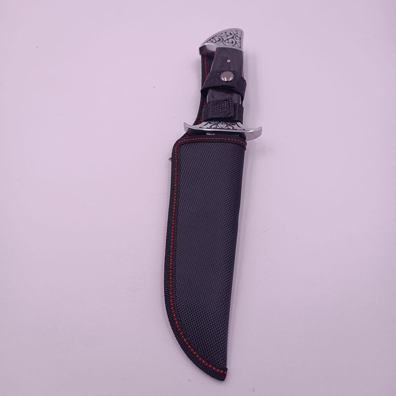 Sport si Outdoor - Camping - Cutite, bricege si accesorii - Cutite si bricege - Cutit Vanatoare din Otel, Maner Lemn si Metal, Husa Material Textil,  31 cm, Dalimag - Infinity.ro