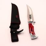 Sport si Outdoor - Camping - Cutite, bricege si accesorii - Cutite si bricege - Cutit Vanatoare din Otel, Maner Lemn si Metal, Husa Material Textil,  30 cm - Infinity.ro