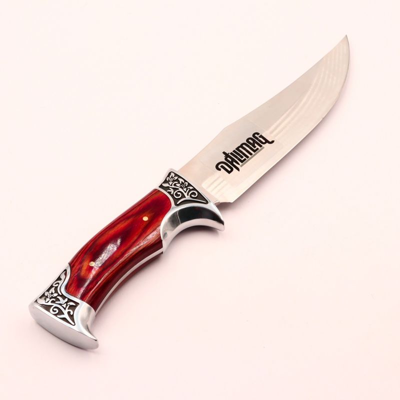 Sport si Outdoor - Camping - Cutite, bricege si accesorii - Cutite si bricege - Cutit Vanatoare din Otel, Maner Lemn si Metal, Husa Material Textil,  30 cm - Infinity.ro