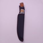 Sport si Outdoor - Camping - Cutite, bricege si accesorii - Cutite si bricege - Cutit Vanatoare cu Maner de Lemn si Metal, Husa Material Textil, Otel, 27 cm, Dalimag - Infinity.ro