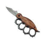 Sport si Outdoor - Camping - Cutite, bricege si accesorii - Cutite si bricege - Cutit Pumnal cu Deschidere Manuala, Prindere Curea, Maner Lemn, Otel, 21 cm - Infinity.ro