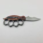 Sport si Outdoor - Camping - Cutite, bricege si accesorii - Cutite si bricege - Cutit Pumnal cu Deschidere Manuala, Prindere Curea, Maner Lemn, Otel, 21 cm - Infinity.ro