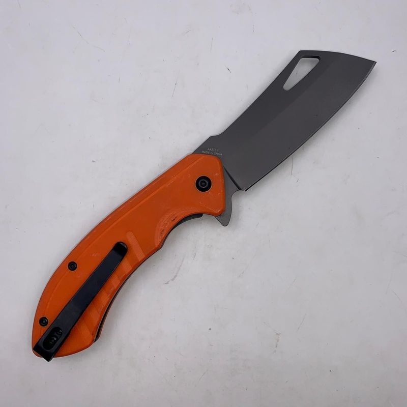 Sport si Outdoor - Camping - Cutite, bricege si accesorii - Cutite si bricege - Cutit Pliabil cu Lama Dreapta, Maner Aderent, Prindere Curea, 20 cm, Portocaliu - Infinity.ro